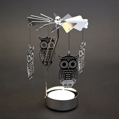 Spinning Candle Holder Good Luck Owl