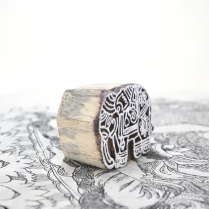 Small Elephant Woodblock Stamp