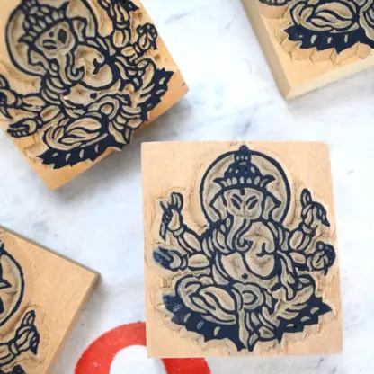 Nepali Woodblock Stamp L Ganesha