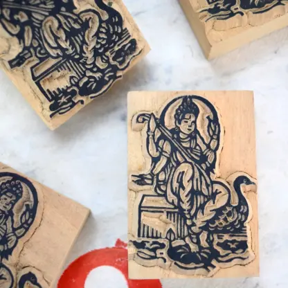 Nepali Woodblock Stamp M Saraswati