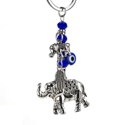 Elephant Evil Eye Keychain