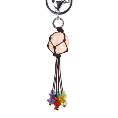 Rose Quartz Chakra Stone Keychain