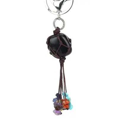 Black Obsidian Chakra Stone Keychain