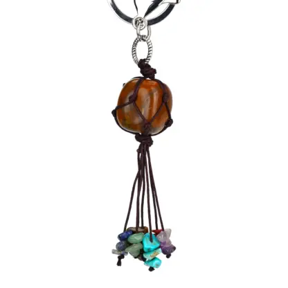 Tiger Eye Chakra Stone Keychain