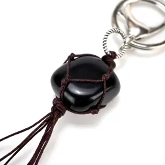 Black Obsidian Chakra Stone Keychain