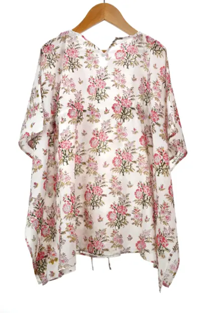 Kids Soft Cotton Kaftan Pink Back