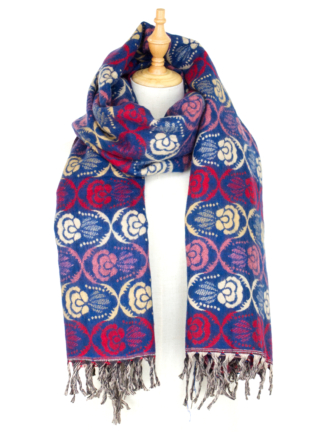 Flowery Blue Blanket Scarf