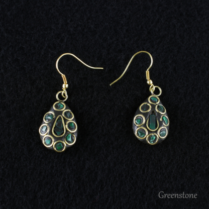 Gemstone Mosaic Earrings - Greenstone