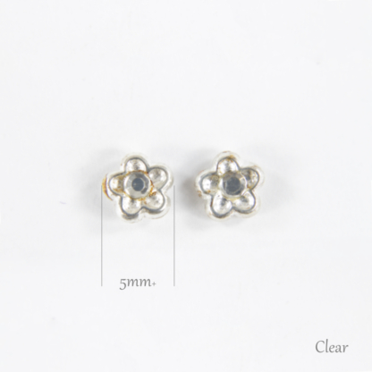 Gem Flower Silver Earrings - Clear