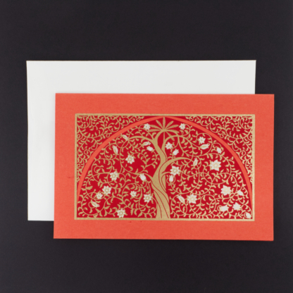 Greeting Card Flowery Tree (Red)