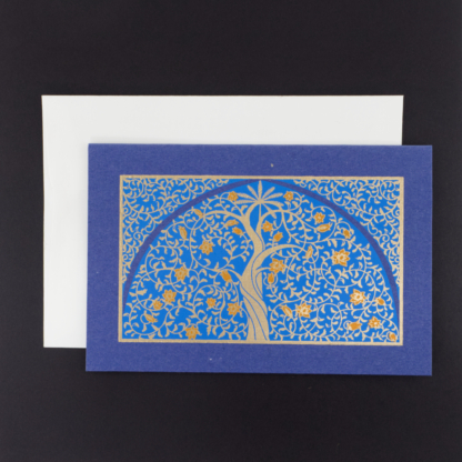 Greeting Card Flowery Tree (Marine Blue)
